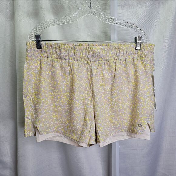 RBX Yellow Multi Print Lined Running Shorts Size Large - Picture 1 of 7